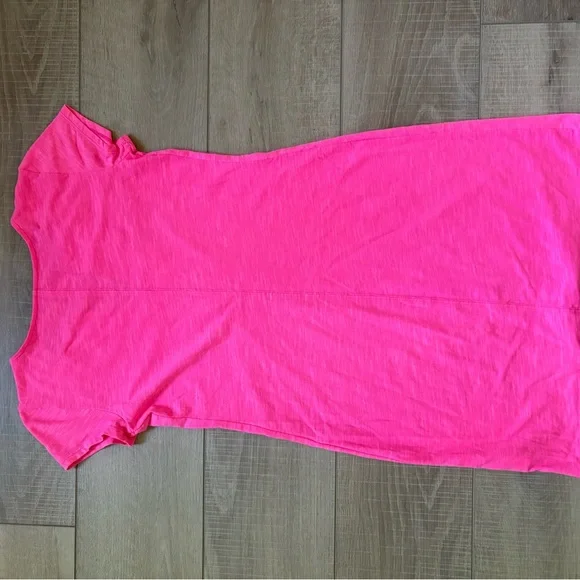 Lilly Pulitzer Hot Pink Brewster T-Shirt Dress with White Embroidery - Picture 7 of 7